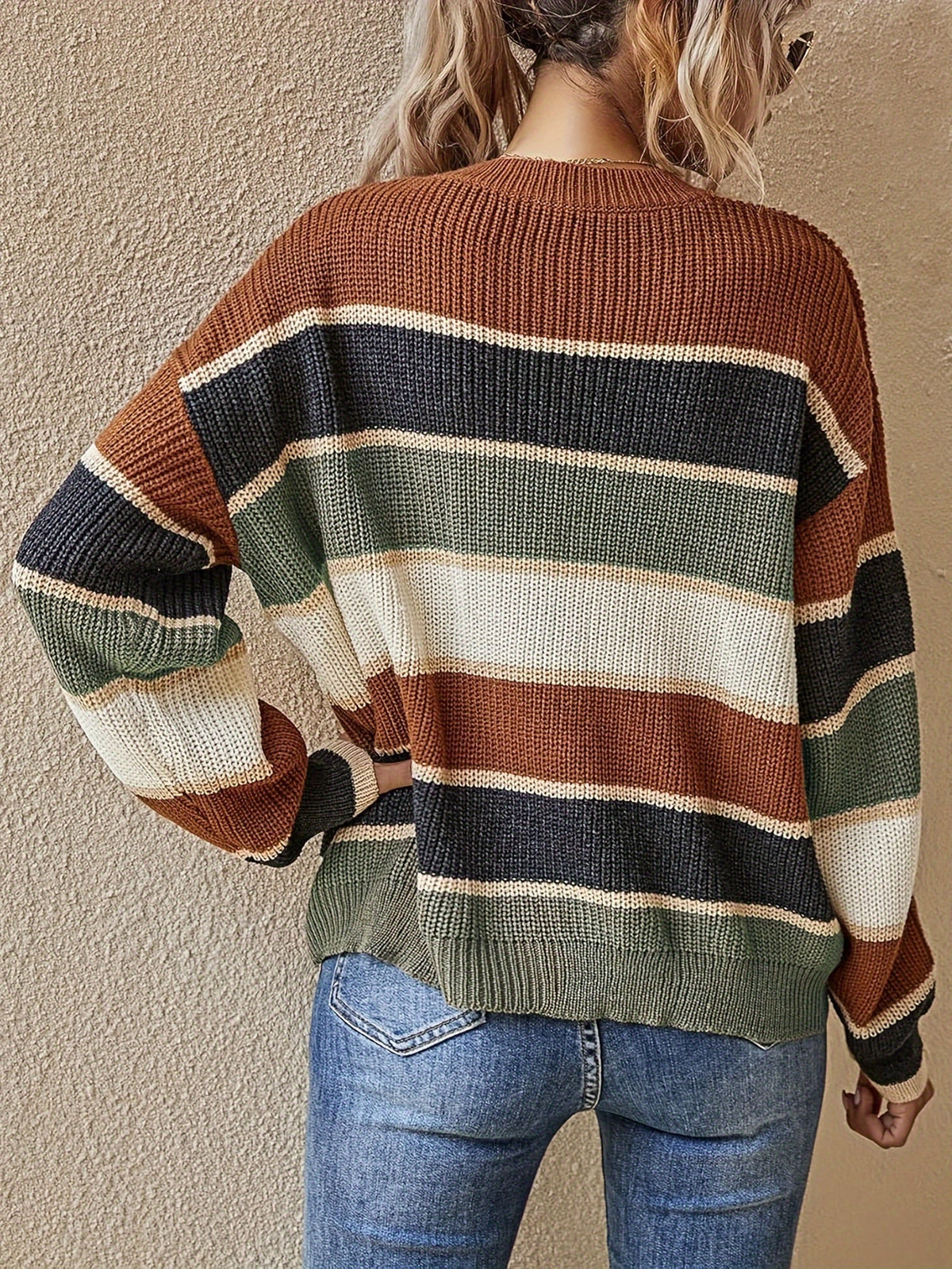 Maglione Donna Oversize a Righe Color Block
