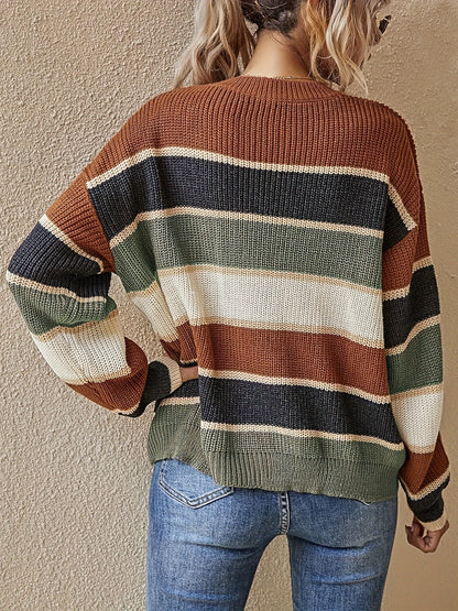Maglione Donna Oversize a Righe Color Block