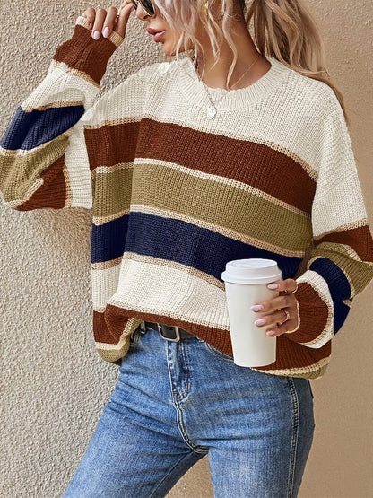 Maglione Donna Oversize a Righe Color Block