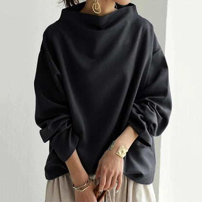Maglione Oversize Donna Collo Alto Drappeggiato Maniche Ampie