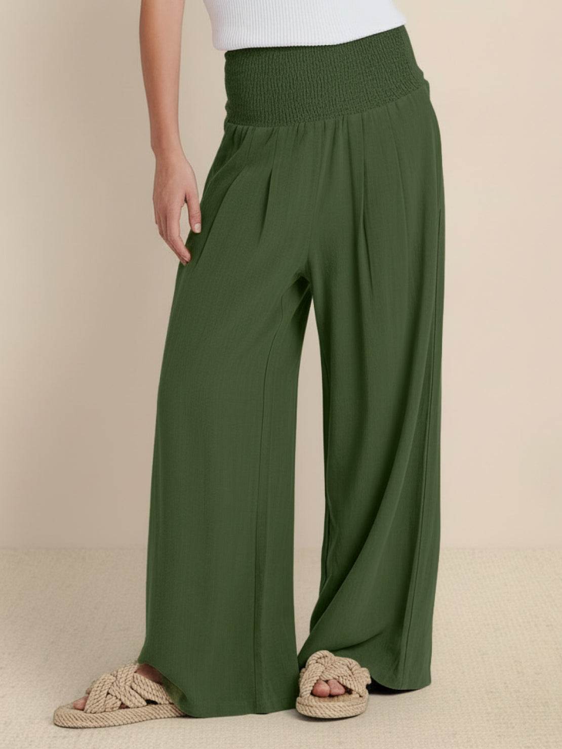 Pantaloni Donna Alta Vita Gamba Larga Eleganti