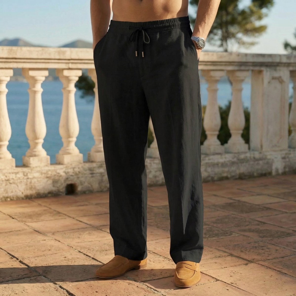 Pantaloni Uomo Eleganti con Coulisse Leggeri e Traspiranti