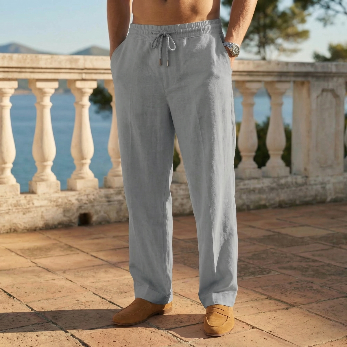 Pantaloni Uomo Eleganti con Coulisse Leggeri e Traspiranti