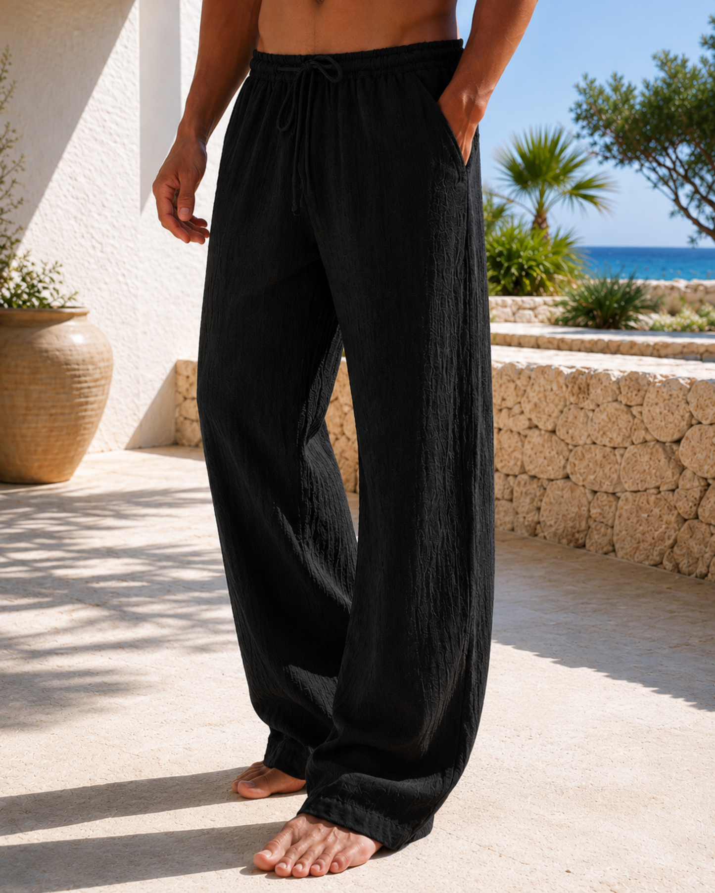 Pantaloni Uomo Larghi Estivi Leggeri in Lino