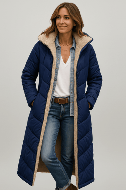 Piumino Lungo Donna Elegante con Cappuccio Invernale