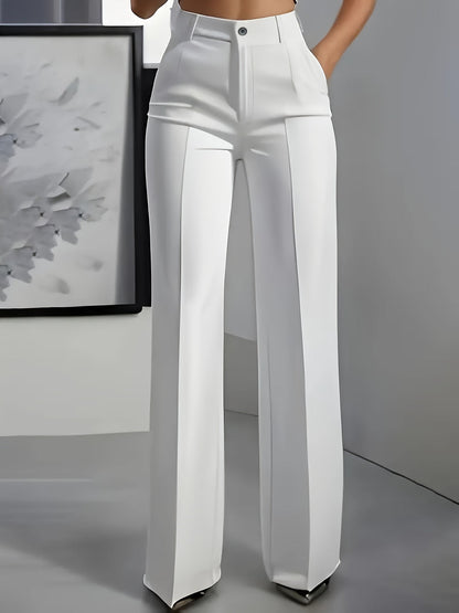 Pantaloni Sartoriali Donna Vita Alta Gamba Larga