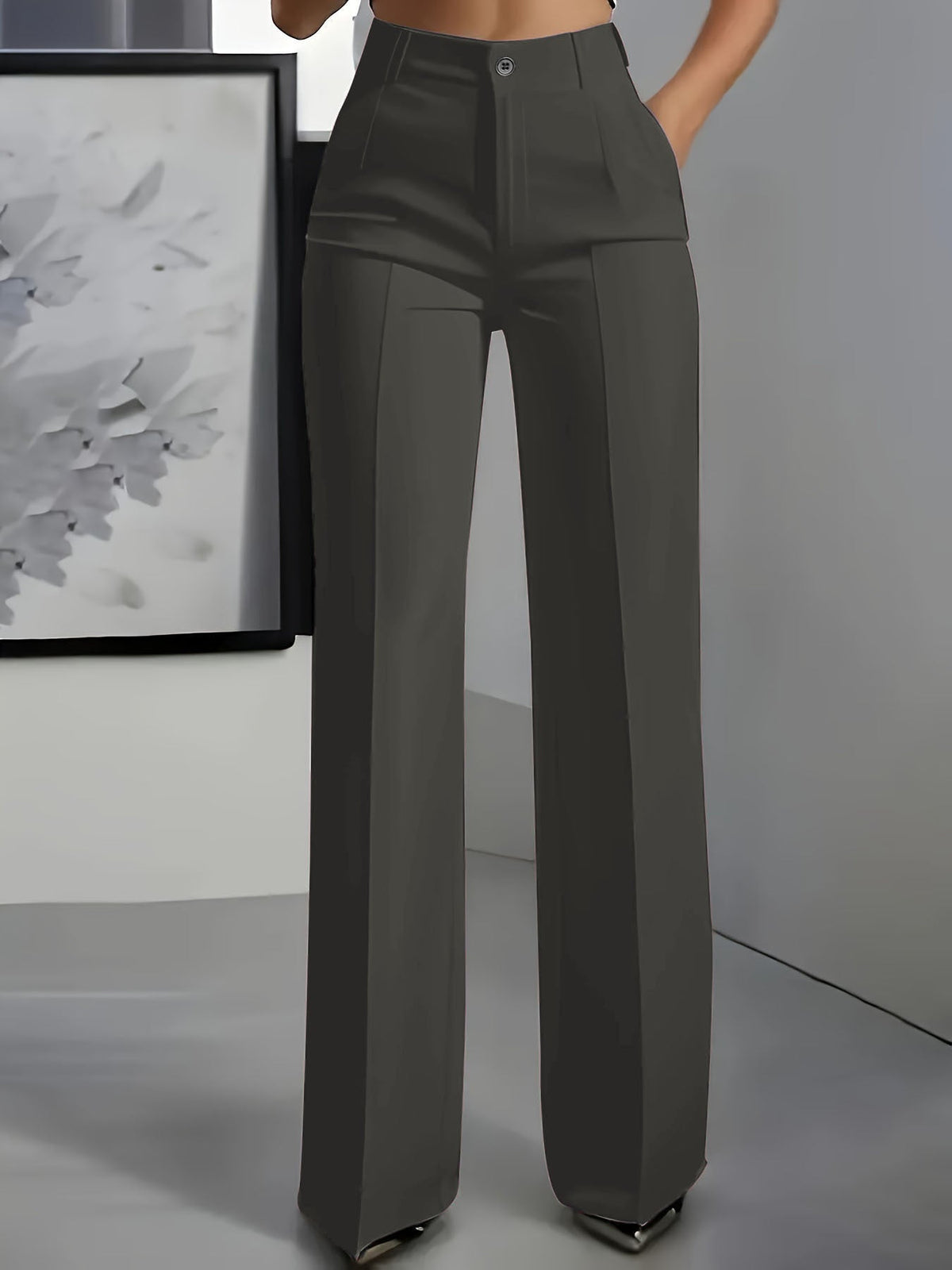 Pantaloni Sartoriali Donna Vita Alta Gamba Larga