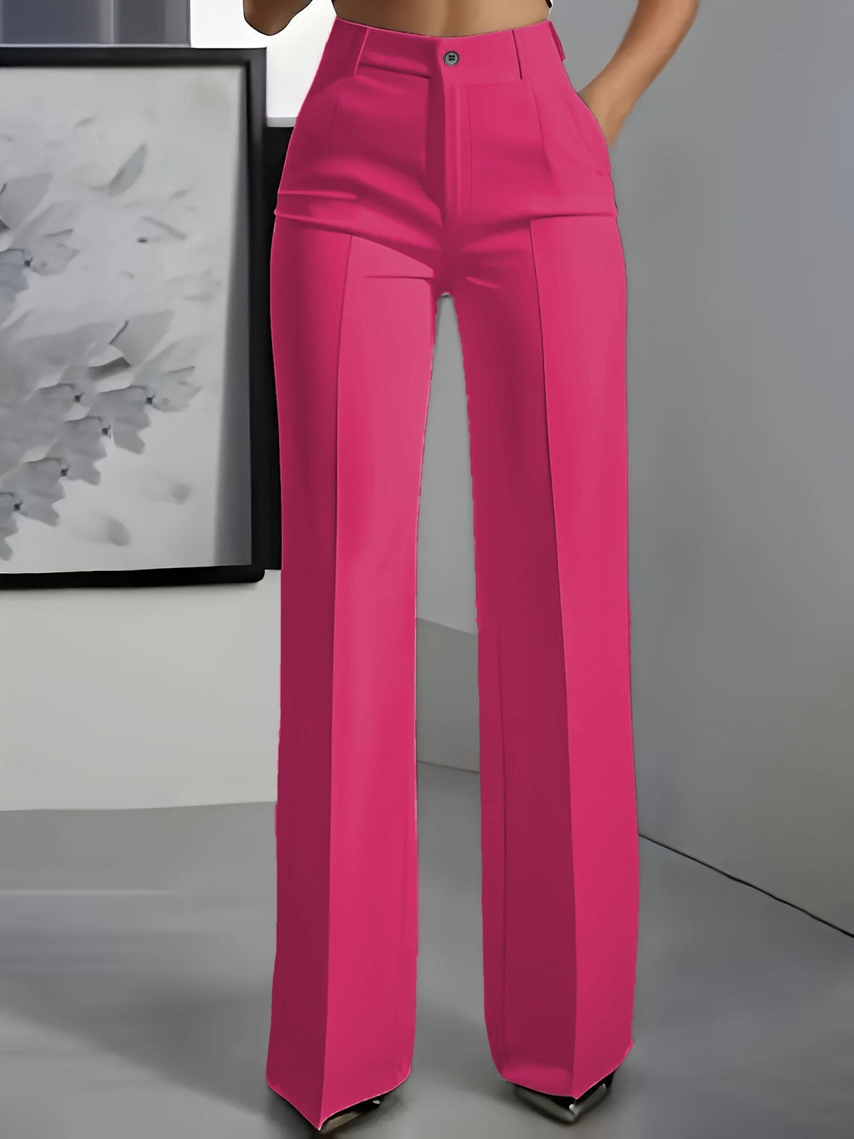 Pantaloni Sartoriali Donna Vita Alta Gamba Larga