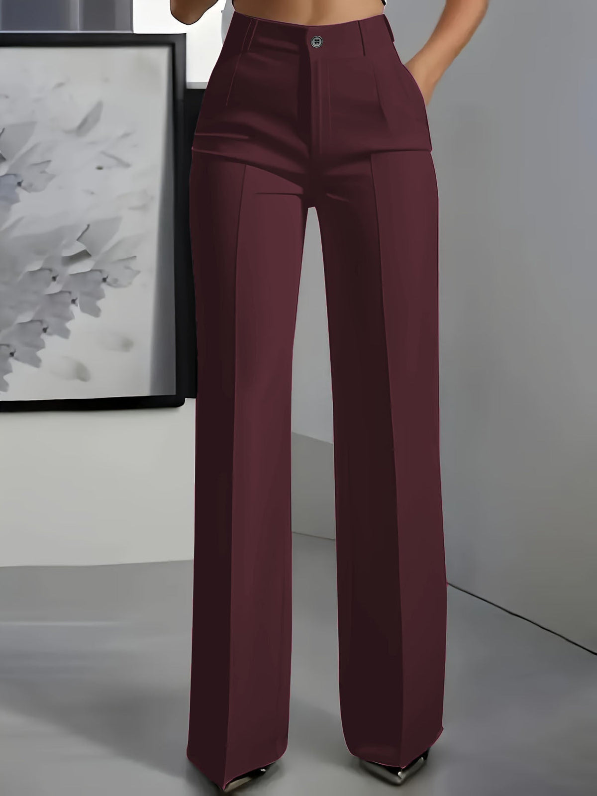 Pantaloni Sartoriali Donna Vita Alta Gamba Larga