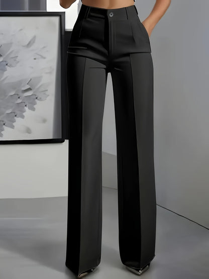Pantaloni Sartoriali Donna Vita Alta Gamba Larga
