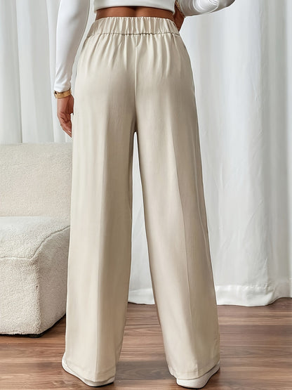 Pantaloni Palazzo Donna Vita Alta con Bottoni Dorati