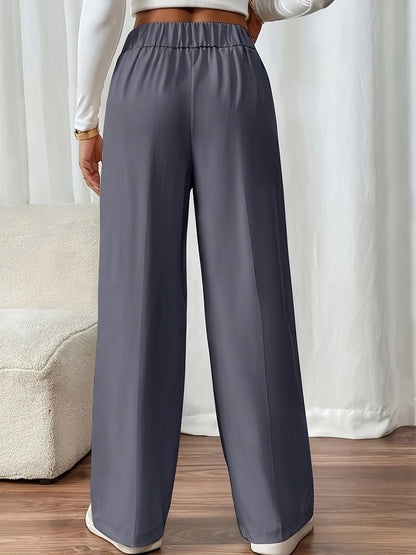 Pantaloni Palazzo Donna Vita Alta con Bottoni Dorati