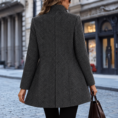 Cappotto Donna Spigato Aperto Lunghezza Media