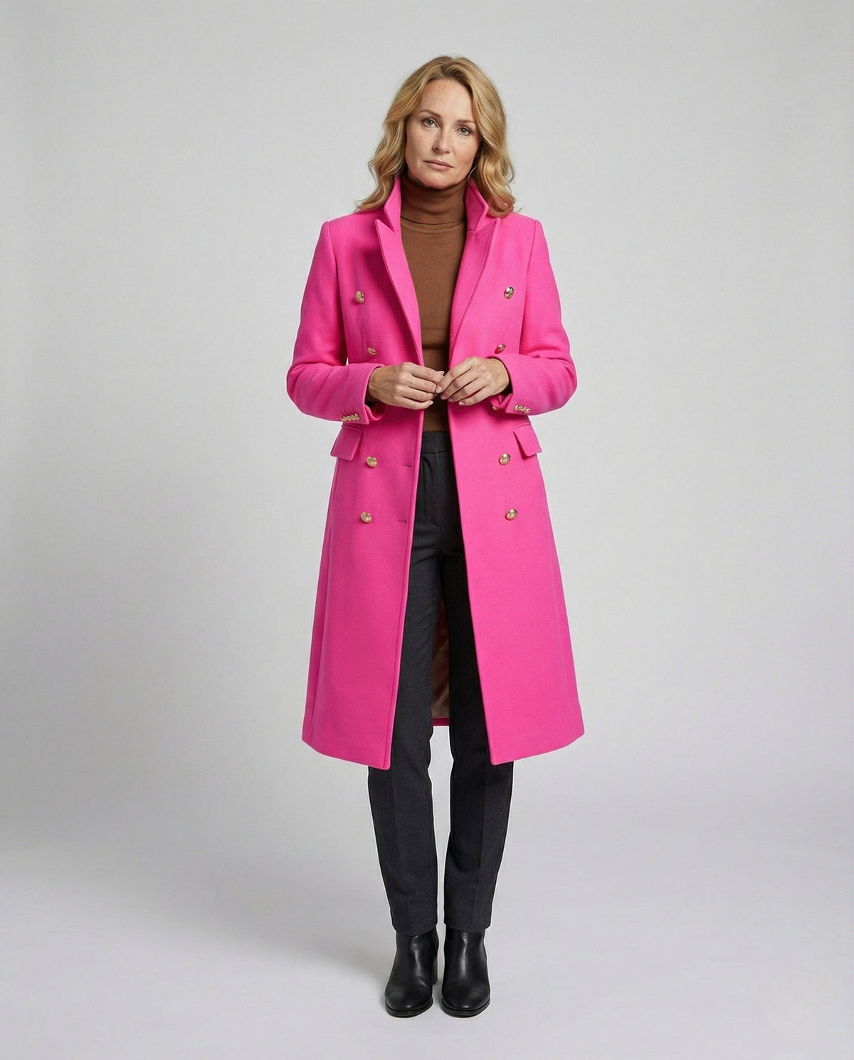 Blazer Lungo Donna Doppiopetto Sotto il Ginocchio