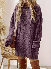 Abito Maglione Donna a Trecce Girocollo Viola