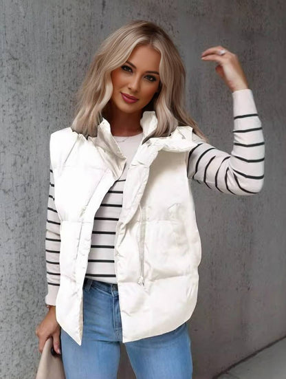 Gilet Imbottito Donna Trapuntato Collo Alto con Zip