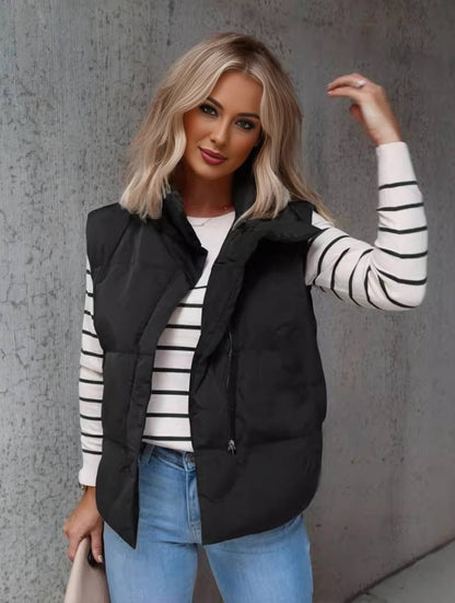 Gilet Imbottito Donna Trapuntato Collo Alto con Zip