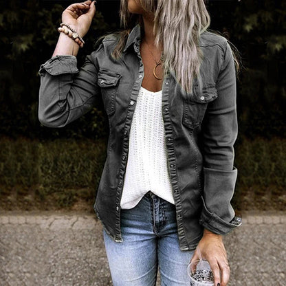 Giacca di Jeans Donna Taglio Morbido Orlo Sfrangiato