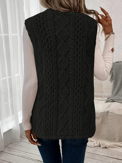 Gilet in Pile Donna Aperto Motivo a Rombi