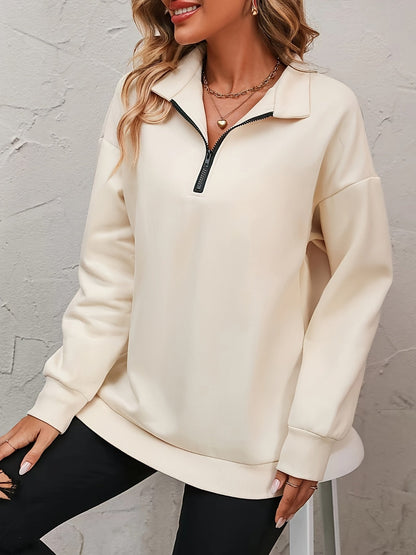 Felpa Mezza Zip Donna con Colletto