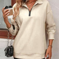 Felpa Mezza Zip Donna con Colletto