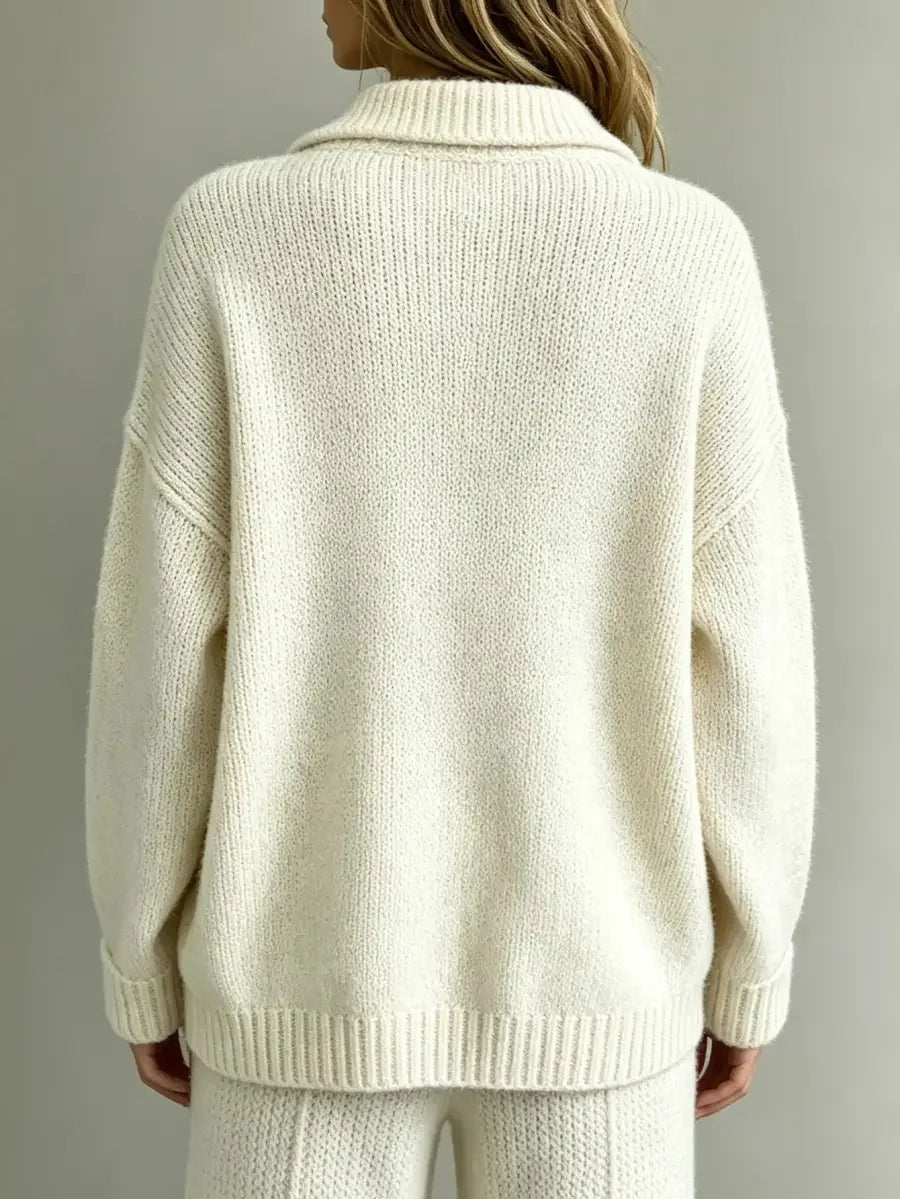Maglione Polo Donna Oversize con Bottoni Dorati