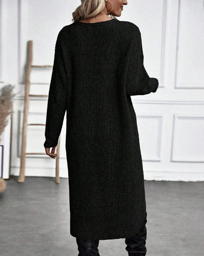 Abito Maglione Donna Midi Incrociato con Spacco