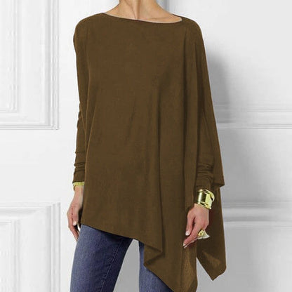 Maglia Donna Manica Lunga con Orlo Asimmetrico