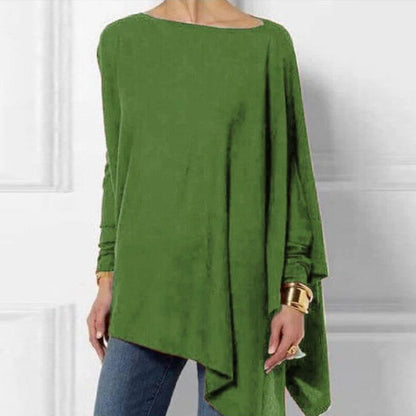 Maglia Donna Manica Lunga con Orlo Asimmetrico