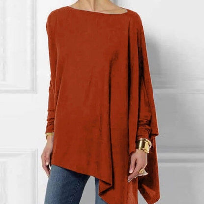 Maglia Donna Manica Lunga con Orlo Asimmetrico