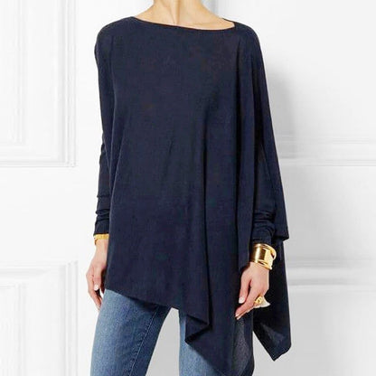 Maglia Donna Manica Lunga con Orlo Asimmetrico