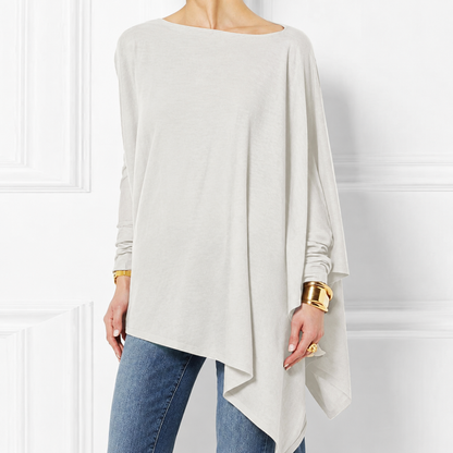 Maglia Donna Manica Lunga con Orlo Asimmetrico