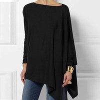 Maglia Donna Manica Lunga con Orlo Asimmetrico