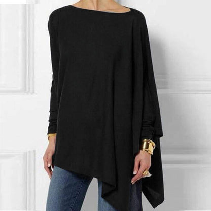 Maglia Donna Manica Lunga con Orlo Asimmetrico