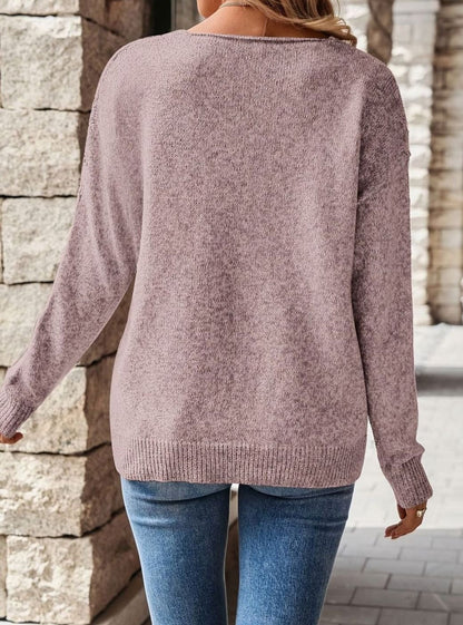Maglione Donna Scollo a V Traforato Chevron
