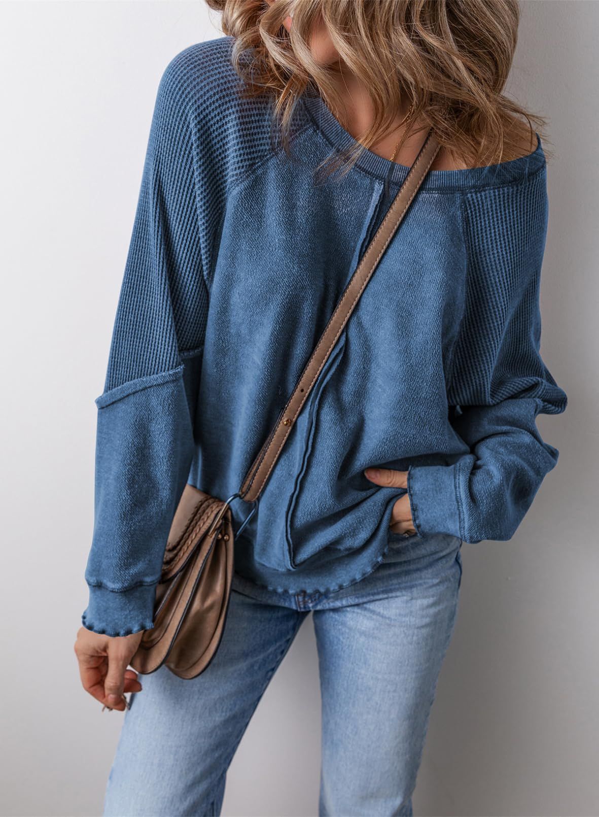 Felpa Donna Oversize a Nido d'Ape con Tasca