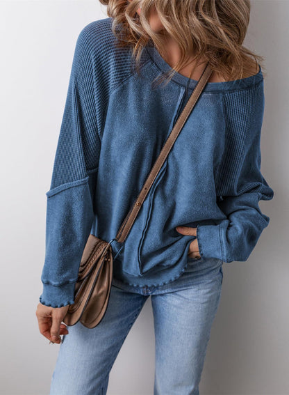 Felpa Donna Oversize a Nido d'Ape con Tasca