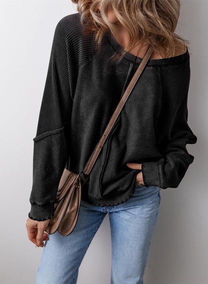 Felpa Donna Oversize a Nido d'Ape con Tasca