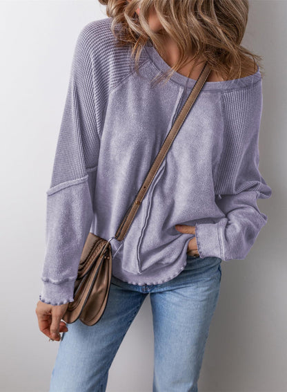 Felpa Donna Oversize a Nido d'Ape con Tasca