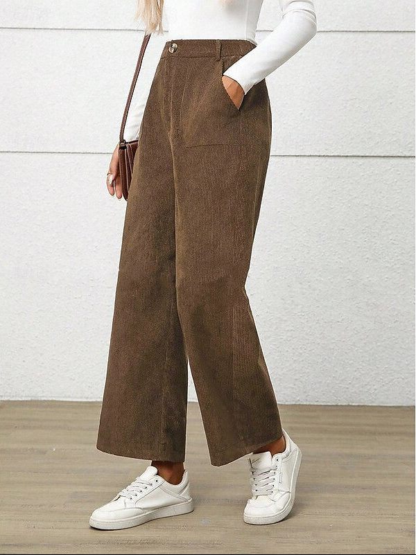 Pantaloni Velluto a Coste Donna Gamba Larga