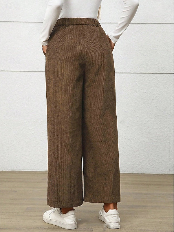 Pantaloni Velluto a Coste Donna Gamba Larga