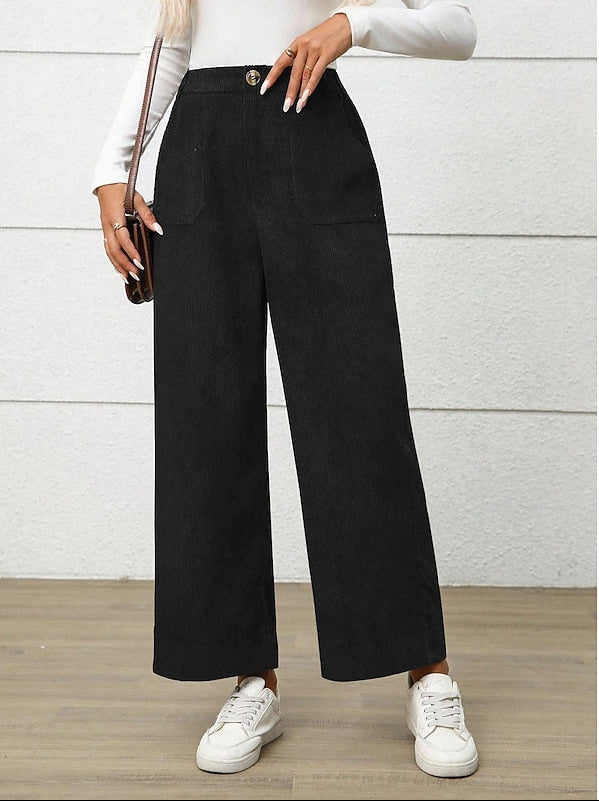 Pantaloni Velluto a Coste Donna Gamba Larga