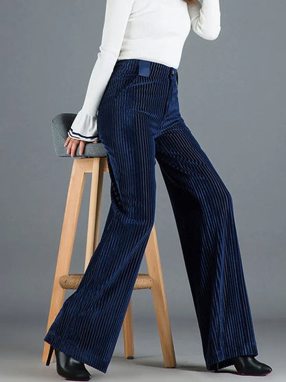 Pantaloni Velluto a Coste Donna Vita Alta Retrò