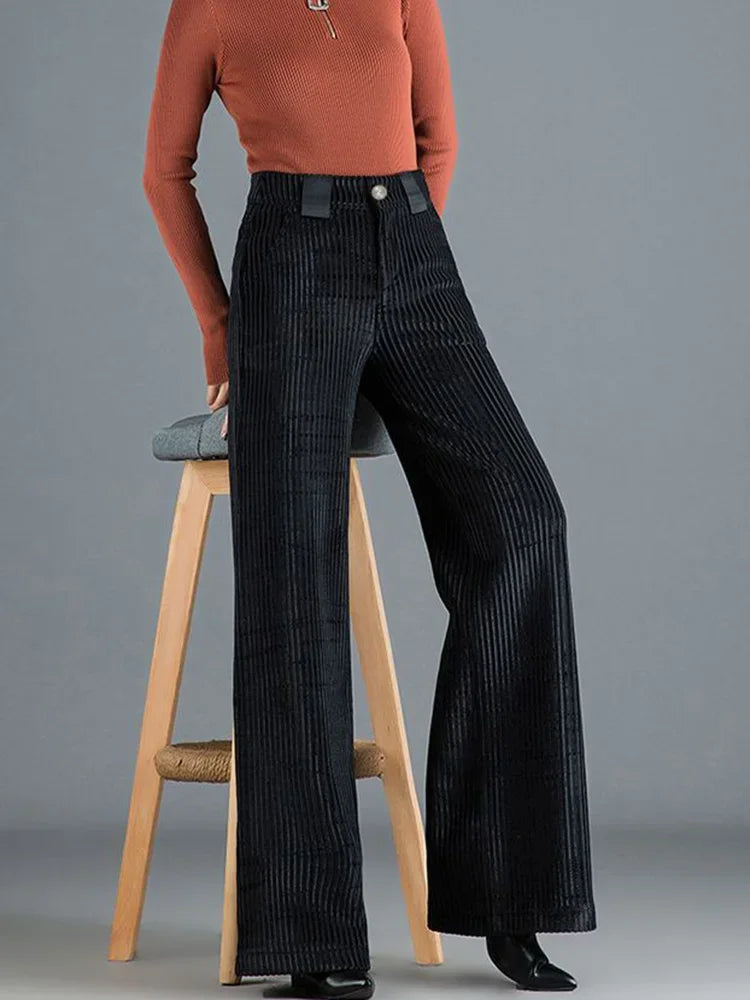 Pantaloni Velluto a Coste Donna Vita Alta Retrò