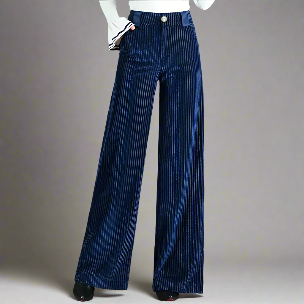 Pantaloni Velluto a Coste Donna Vita Alta Retrò