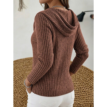 Maglione Donna Collo Drappeggiato a Costine Aderente