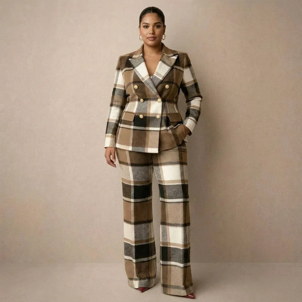 Tailleur Donna Doppiopetto Pantaloni Palazzo Completo