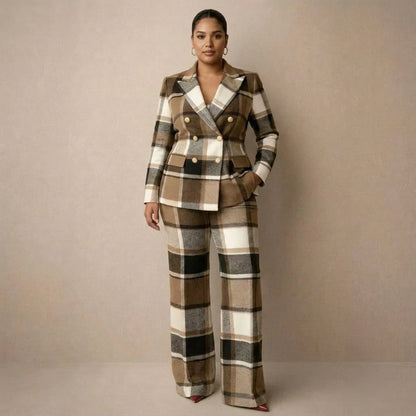 Tailleur Donna Doppiopetto Pantaloni Palazzo Completo