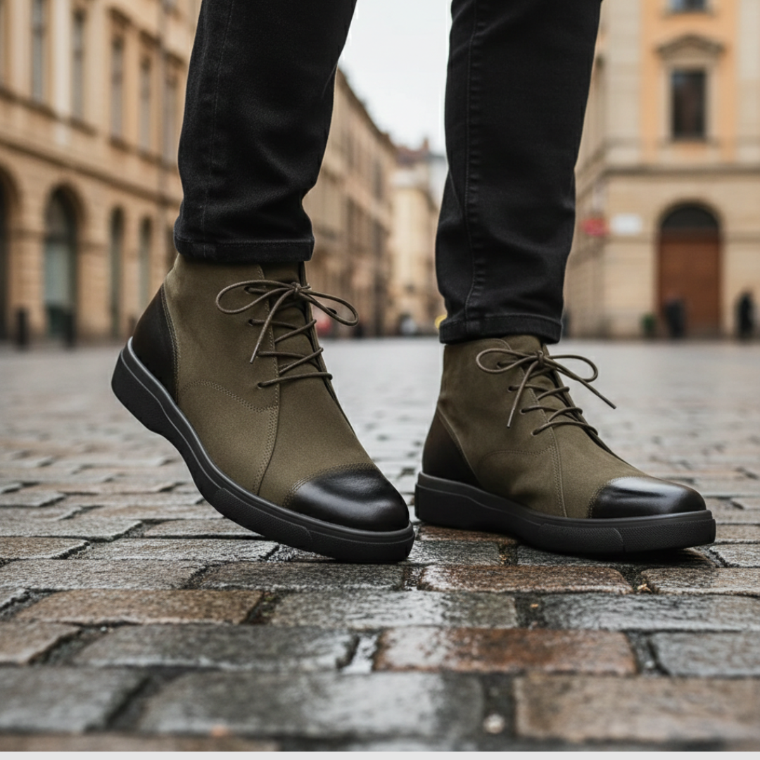 Scarpe Uomo Casual Stringate con Suola in Gomma