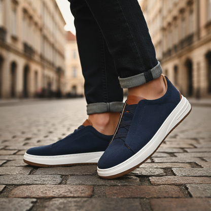 Scarpe da Uomo Casual in Tessuto con Suola Bianca